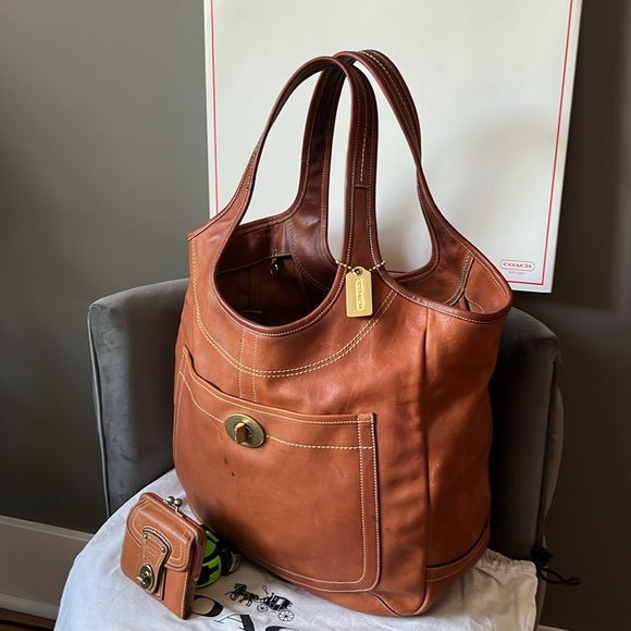 Coach Maude Natural XXL Ergo Tote Overnight Carryall & French Frame Wallet - Picture 3 of 16